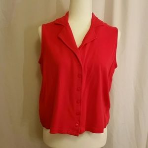 Sleeveless red top